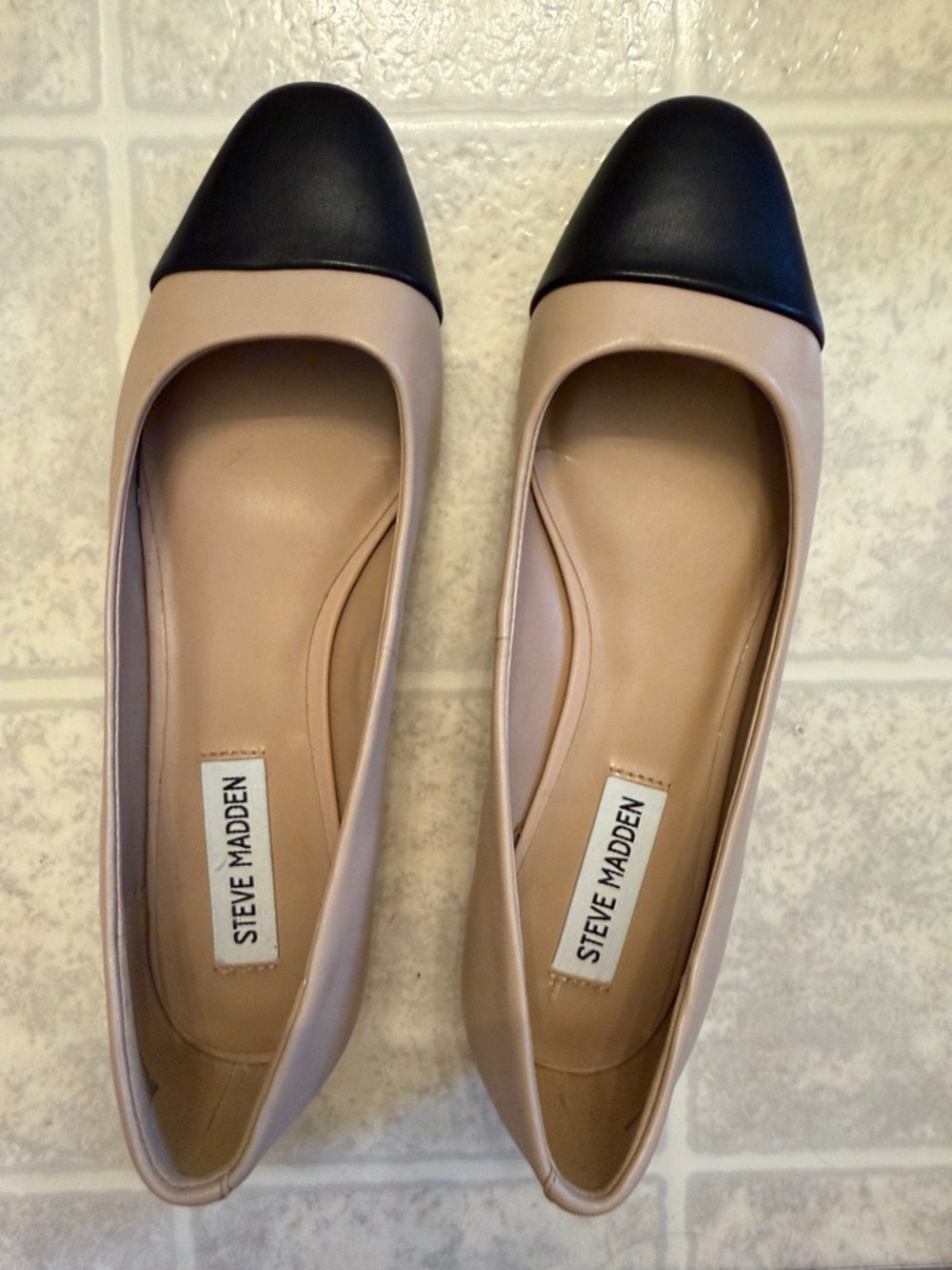 Steve Madden Tan and Black-toe Two-tone Flats 7